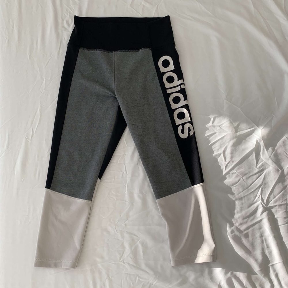 Adidas logo leggings. Black white grey.